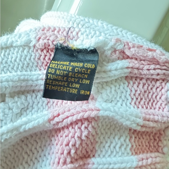 LizSport Pink and Cream Cable Knit Cotton Sweater, S - Picture 4 of 4